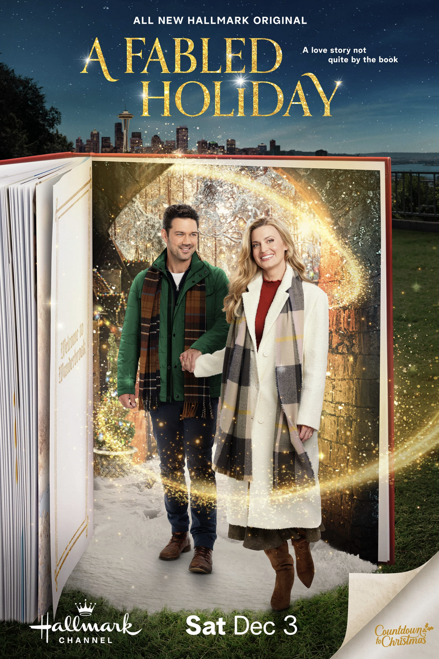 Poster for the film Love Under the Olive Tree, a white man and woman hold containers of olive oil and smile at the camera